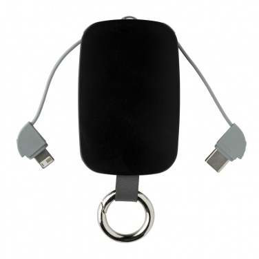 Logotrade corporate gift image of: 1.200 mAh Keychain Powerbank with integrated cables, black