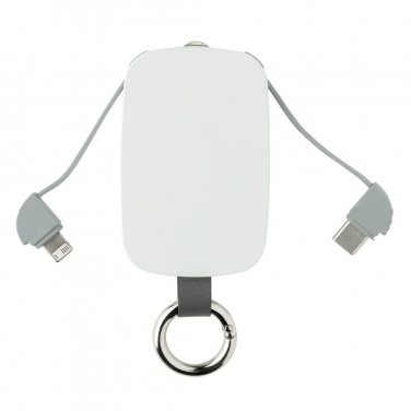 Logotrade promotional product picture of: 1.200 mAh Keychain Powerbank with integrated cables, white