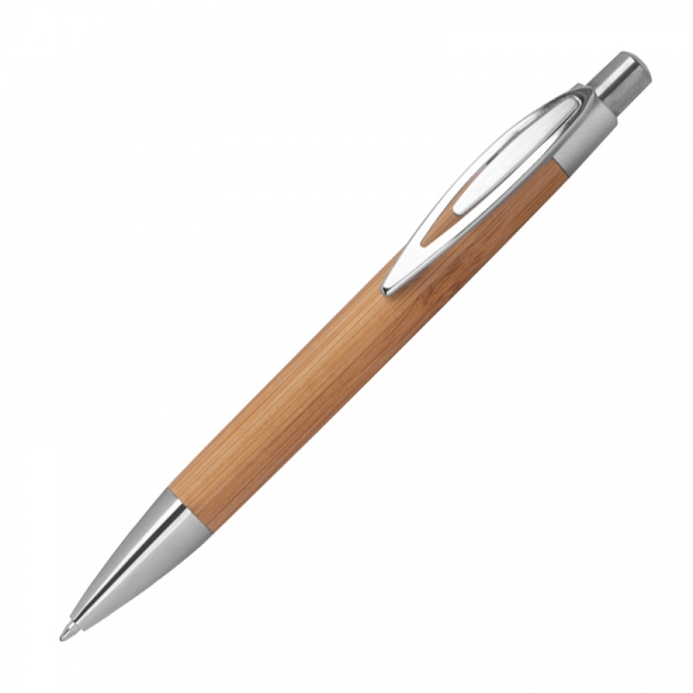 Logo trade promotional giveaway photo of: #9 Bamboo ballpen with sharp clip, beige
