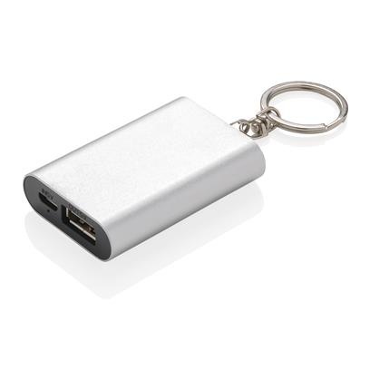 Logo trade advertising products picture of: 1.000 mAh keychain powerbank, silver