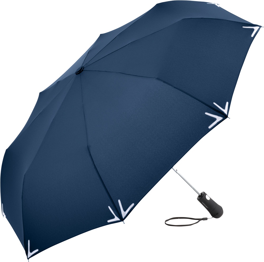 Logotrade firmakingituse foto: Helkuräärisega AC Safebrella® LED minivihmavari 5571, sinine