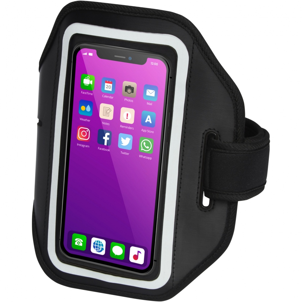 Logotrade Firmengeschenke das Foto: Haile reflektierendes Smartphone Armband mit transparenter Abdeckung