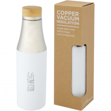 Logotrade Geschäftsgeschenke das Foto: Hulan 540 ml Edelstahlflasche mit Kupfer-Vakuumisolierung und Bambusdeckel