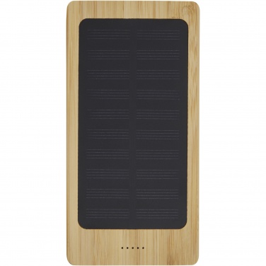 Logotrade Werbeartikel das Foto: Alata 8000 mAh Solar-Powerbank aus Bambus