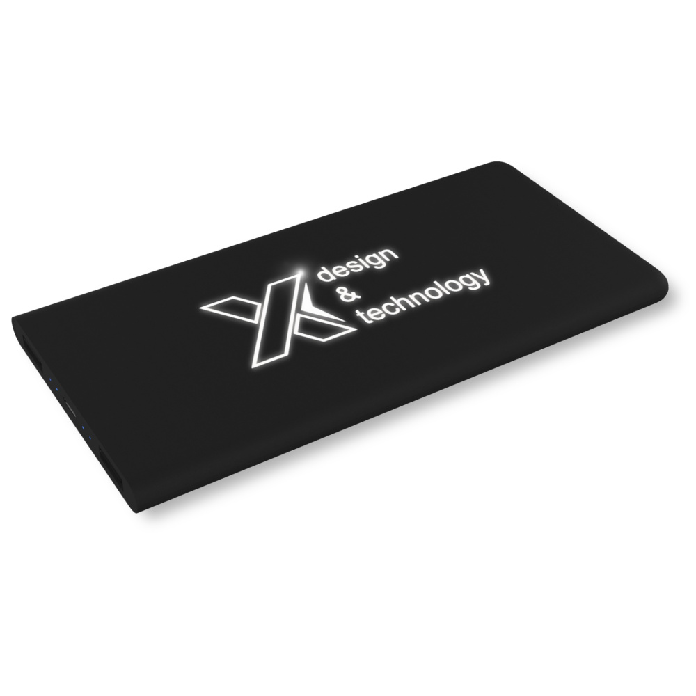 SCX.design P15 5000 mAh Powerbank mit Leuchtlogo, Schwarz, Farbvariante, Durchgehend schwarz