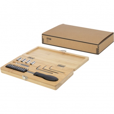 Logotrade werbemittel das Foto: Rivet 19-teiliges Werkzeugset aus Bambus und recyceltem Kunststoff