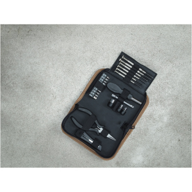 Logotrade werbemittel das Foto: Spike 24-teiliges Werkzeugset aus recyceltem RCS Kunststoff mit Korketui