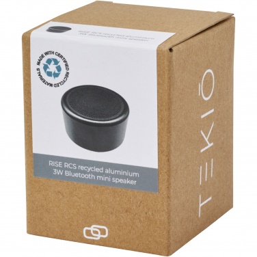 Rise 3 W Mini-Bluetooth®-Lautsprecher aus recyceltem RCS Aluminium, Produktbild, Durchgehend schwarz (1)