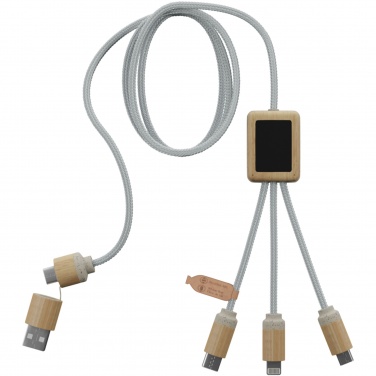 Logotrade werbemittel das Foto: SCX.design C49 5-in-1 Ladekabel aus Bambus mit Leuchtlogo