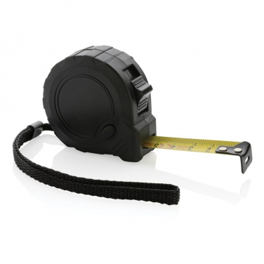 3m/16mm Maßband mit Stop-Taste aus RCS recycelt. Kunststoff, Detailansicht, Schwarz (3)