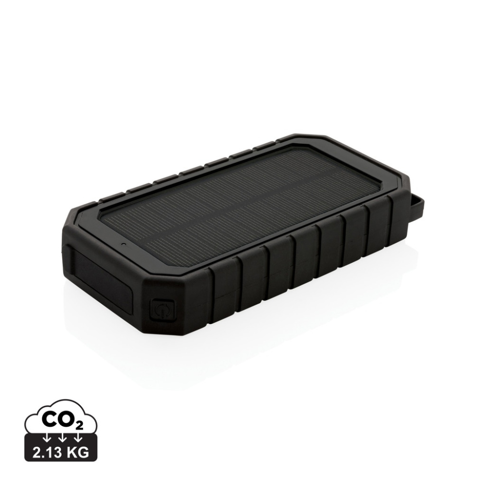 10.000 mAh Solar-Powerbank mit 10W Wireless aus RCS Plastik, Schwarz, Produktbild
