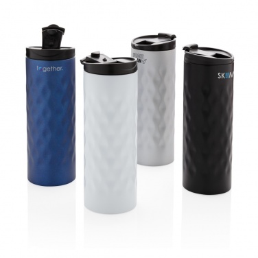 Geometrischer Thermobecher 350 ml, Beispiel mit Logo