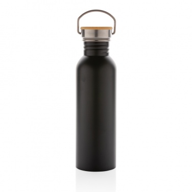 Moderne Edelstahlflasche mit Bambusdeckel, Detailansicht