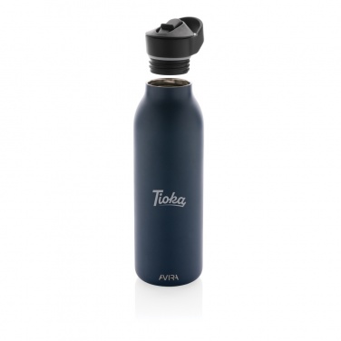 Avira Ara Vakuumflasche mit Fliptop-Deckel aus RCS-recyceltem Edelstahl 500 ml, Beispiel mit Logo
