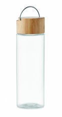 Glas-Trinkflasche mit Bambusdeckel 500 ml