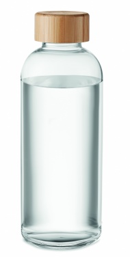 Logotrade werbemittel das Foto: Glasflasche mit Bambusdeckel 650 ml