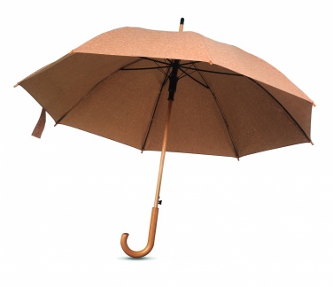 Logotrade Firmengeschenke das Foto: 25" Stockschirm aus Kork mit Auf-Automatik, Bambusstock und Holzgriff