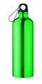 Einwandige Aluflasche 750 ml mit Karabiner, Grün