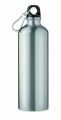 Einwandige Aluflasche 750 ml mit Karabiner, Mattsilber