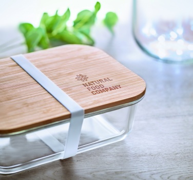 Logotrade Werbegeschenke das Foto: Lunchbox Glas mit Bambus