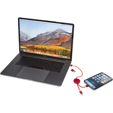 Logotrade Firmengeschenke das Foto: Alasia 30 cm 5-in-1 Kabel aus recyceltem Kunststoff für Datenübertragung und 27W Schnellladung