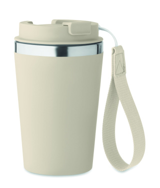 Logotrade Werbeartikel das Foto: Doppelwandiger Trinkbecher mit Handschlaufe, 350 ml