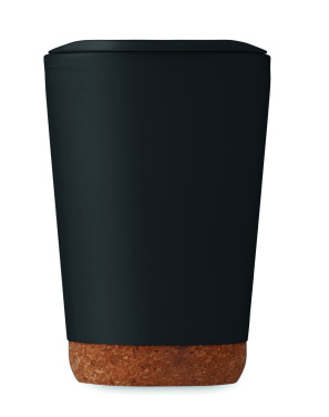 Logotrade Geschäftsgeschenke das Foto: CO doppelwandiger Becher mit Korkboden 300 ml