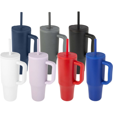 Logotrade Firmengeschenke das Foto: Brady 900 ml RCS-zertifizierter Isolierbecher mit Silikon-Trinkhalm