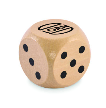 Logotrade Werbeartikel das Foto: Spielwürfel Schima-Holz Ø 5cm