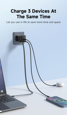 Logotrade Logogeschenke das Foto: Urban Vitamin Mendocino 65W GaN-Charger mit einziehb. Kabel