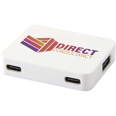 Logotrade Logogeschenke das Foto: Gaia 4 Port USB Hub mit USB-A- und Typ-C-Ausgang und zwei Eingängen aus recyceltem Kunststoff