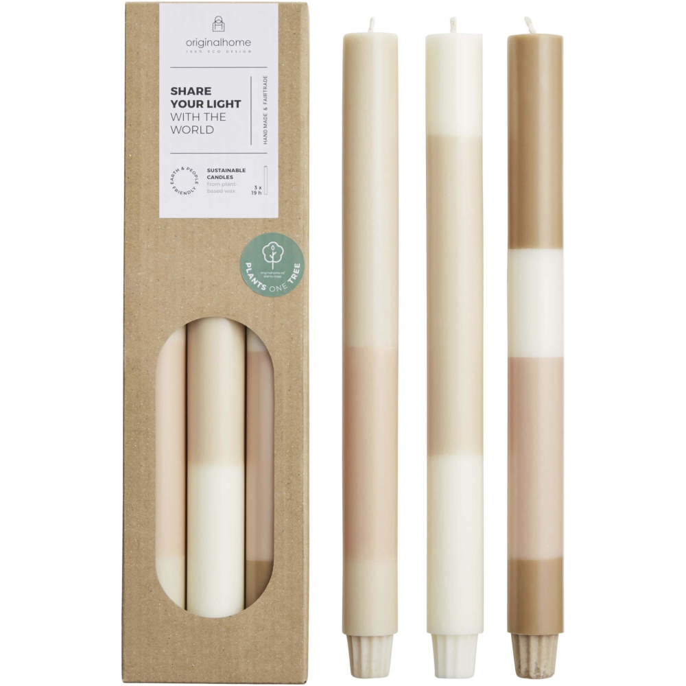 Logotrade werbemittel das Foto: Originalhome Kerzen im Streifendesign – 3er-Set