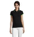PASADENA Damen Polo 200g, Schwarz/Limette