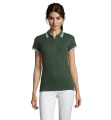 PASADENA Damen Polo 200g, Waldgrün/Weiß