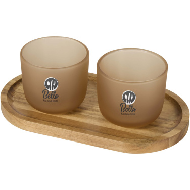 Logotrade Firmengeschenke das Foto: Male Set aus Holztablett und Glastassen