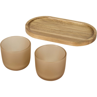 Logotrade Geschäftsgeschenke das Foto: Male Set aus Holztablett und Glastassen