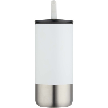 Logotrade Firmengeschenke das Foto: Grayson 480 ml RCS recycelter Isolierbecher mit Trinkhalm