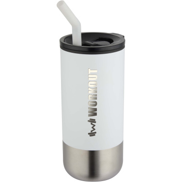 Logotrade Werbegeschenke das Foto: Grayson 480 ml RCS recycelter Isolierbecher mit Trinkhalm