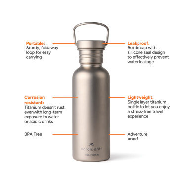 Logotrade Logogeschenke das Foto: Nordic Drift Trail Ultraleichte Titan-Wasserflasche 600ml
