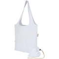 Madras-Mischgewebe, 140 g/m², GRS-zertifizierte, faltbare Baumwoll-Tragetasche, 7 l, Weiß