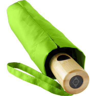 Logotrade Werbegeschenke das Foto: FARE ÖkoBrella AOC Taschenschirm mit rPET-Bezug und Bambusgriff mit Logo