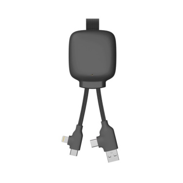 Schwarze Xoopar Gamma Lite Powerbank mit integriertem Kabel und Steckern