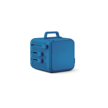 Blauer Carry On Reiseadapter mit Griff und seitlichen Steckerschiebern