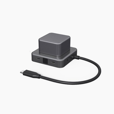 Xoopar CUBBI USB-C-Hub in Anthrazit mit Kabel und Anti-Stress-Taste