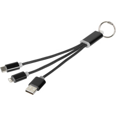 3-in-1-Ladekabel aus Metall mit Schlüsselanhänger