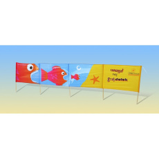 Strand-Windschutz mit Logo 3 m, 4 Stäbe, Polyester 115 g