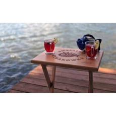 Klappbarer Beistelltisch aus Massivbuche, Höhe 70 cm, Platte 50×37 cm