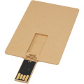 Rechteckiger, ausklappbarer USB-Stick in Kreditkarten-Format, Kraftbraun