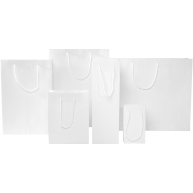 Handgefertigte 170 g/m² Weinflaschentüte aus Integra-Papier mit Kunststoff Kordelgriffen – 12 × 9 × 37 cm, Produktbild