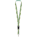 Bucks Sublimation Lanyard mit Schnappverschluss aus recyceltem PET Kunststoff, Schwarz/Weiß